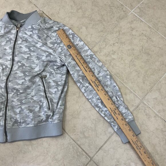 Zara Man Camo Bomber Jacket Lightweight Full Zip Pockets Casual Mens S Gray - Picture 8 of 10